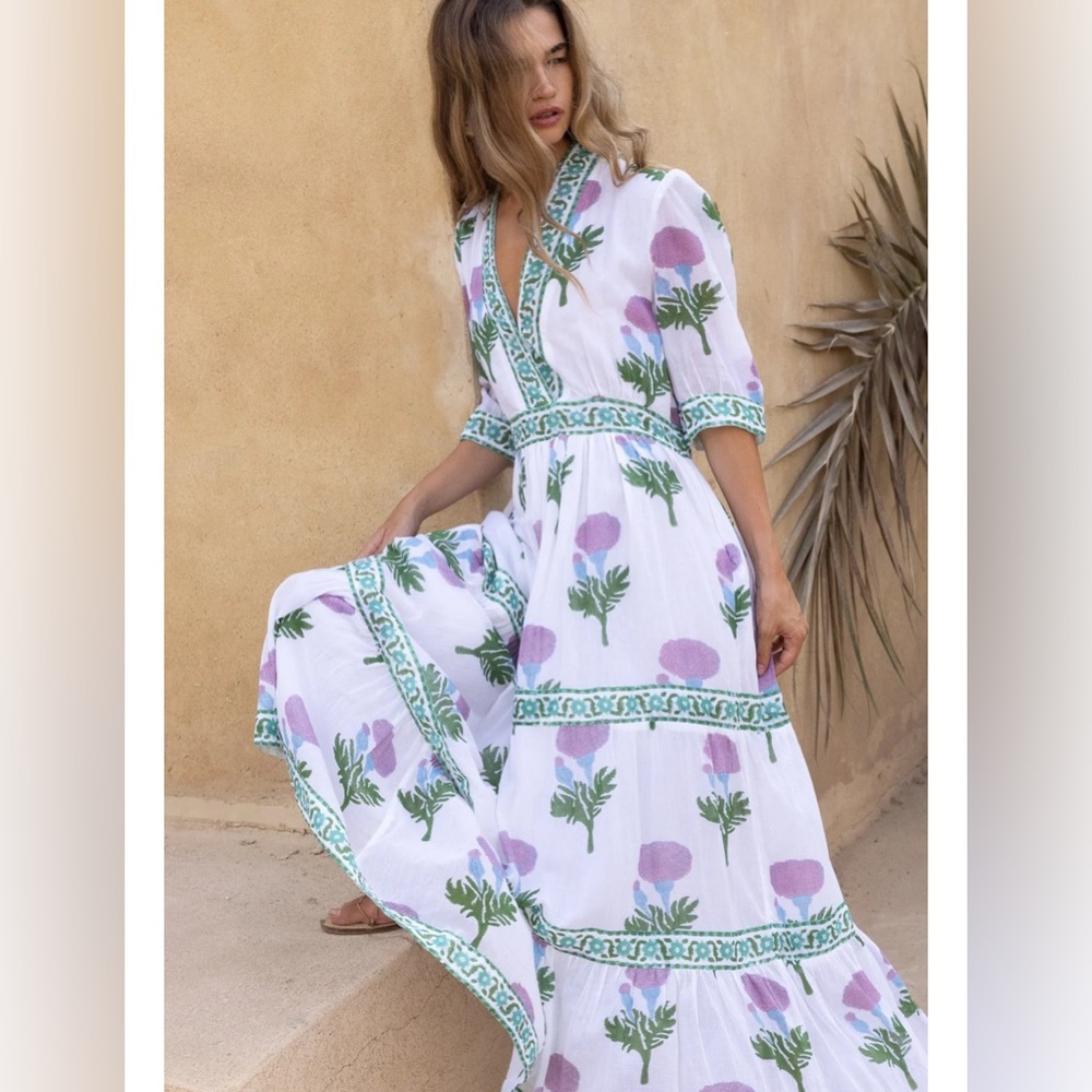 Oliphant Bloom Lilac Maxi Dress. Size s